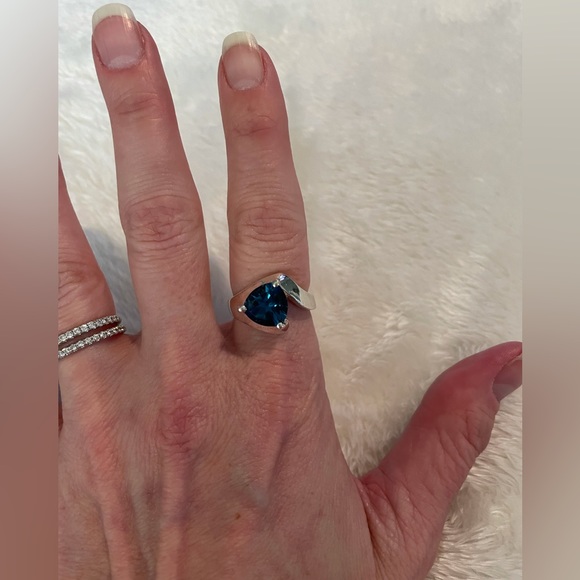 V3 Jewelry 925 Sterling Silver 1.60 Carat Round Shape Natural London Blue Topaz Solitaire Ring main image 0